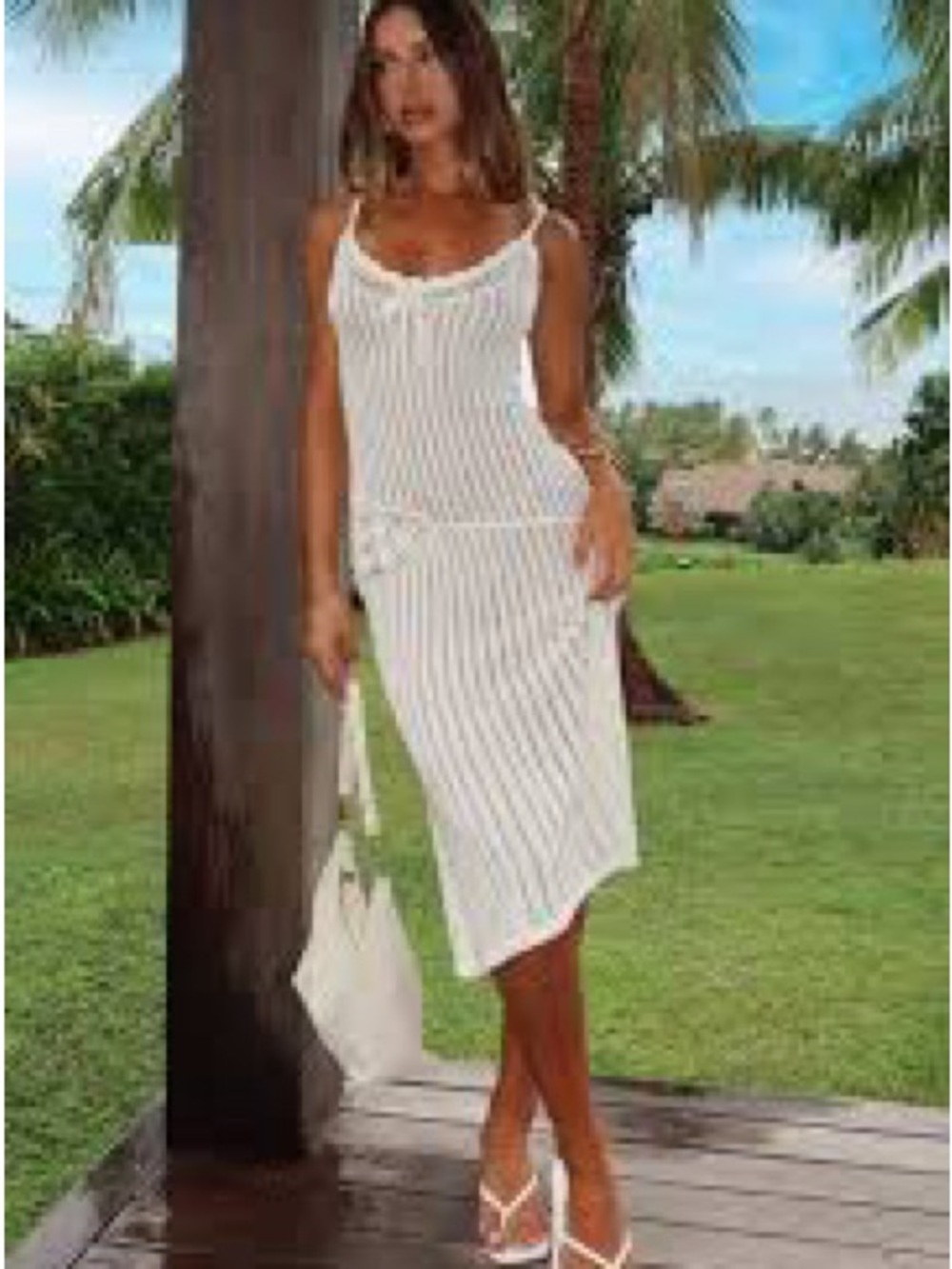 Nwt White Fox Boutique off White crochet midi dress S swim coverup see through